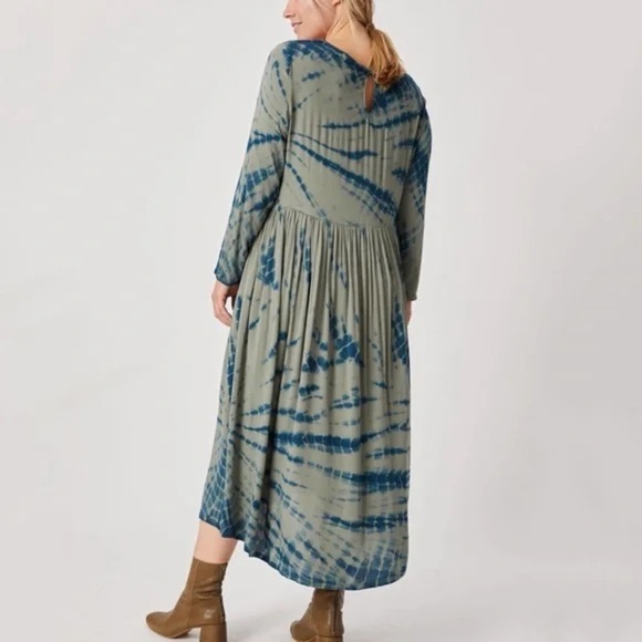 Anthropologie Dolan Left Coast Elissa Olive-Green Tie-Dye Maxi Dress Size L NWT - Picture 4 of 7